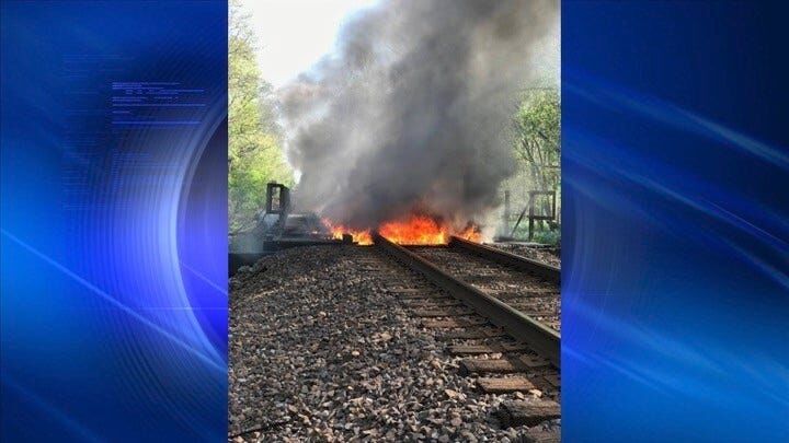 Fire engulfs Union Pacific railroad bridge
